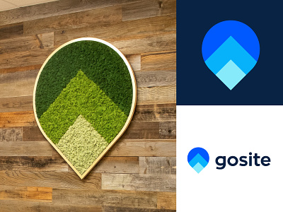 Gosite logo design brand branding design pin arrow growth real life 3d logo