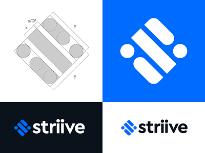 Striive logo design branding i dot lines text logo management manager square s monogram lettering strive golden ratio