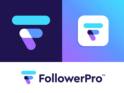 FollowerPro logo design arrow blockchain branding crypto dynamic f finance follower futuristic grow identity logo marketing media medical monogram social technology up