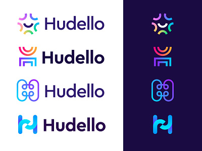 Hudello logo concepts a b c d e f g h i j k l m n branding h monogram icon star human connection social hands icon letter wave lines huddle logo management manager productivity mark o p q r s t u v w x y z smile face friendly hug social people