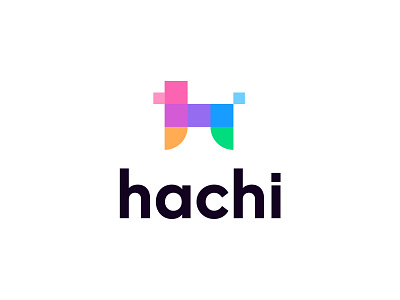 Hachi logo concept pt.1 animal branding coding crypto cute dog game gamer gaming h logo monogram pixel software video