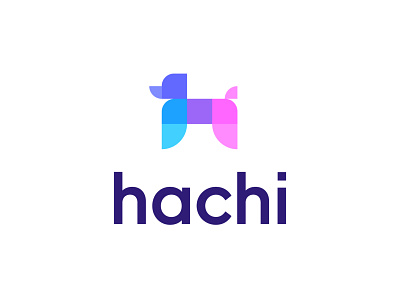 Hachi logo concept (updated) animal blockchain branding coding consulting crypto cute dog game gaming h logo marketing monogram pixel software video