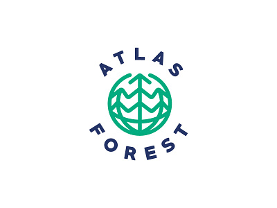 Atlas Forest Logo atlas planet emblem fir tree natural forest logo icon mark map earth globe trees timber wood