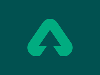 "A" fir tree logo for Atlas Forest a fir icon logo mark negative space timber tree triangle wood