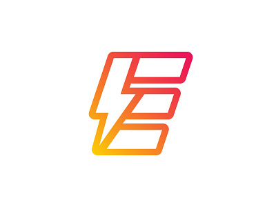 "E" for Energy bolt light e brand branding identity energy gym fitness sport motion icon logo mark letter lettering monogram levin lightning thunderbolt streak monogram