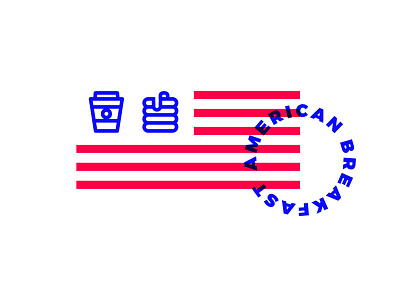 American Breakfast | Coffee, Pancakes (WIP) brand branding breakfast food morning coffee pancake pancakes local american flag logo icon mark red lines blue restaurant cafe beverage usa local