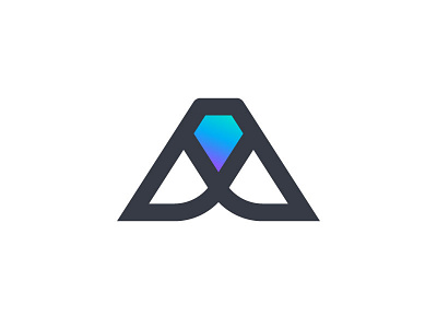 A + DIAMOND a letter symbol geometric grid lines gradient colorful icon mark logo jewelry luxury diamond outline