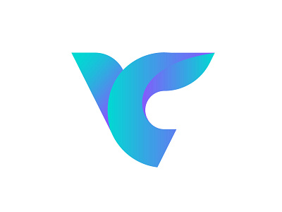 VC Monogram (wip) brand identity branding logo icon mark minimalistic peace gradient colorful personal bird dove v c letter vc monogram lettering