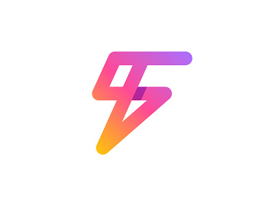 F+BOLT LOGO energy sport gradient f monogram icon fitness clothing web lettering logo iconic lighting dynamic dinamicity selling light symbol bolt letter