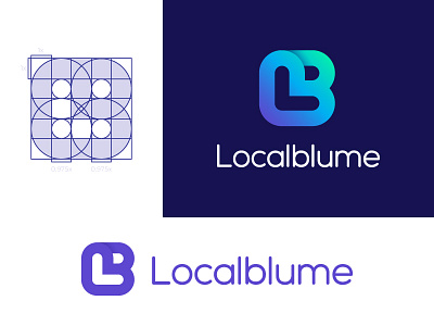 Localblume logo | Digital marketing company bl l b bloom blume gradient geometric branding identity gradient connection connected smart connection power brand grid lb colorfull marketing digital seo monogram icon mark square letter lettering