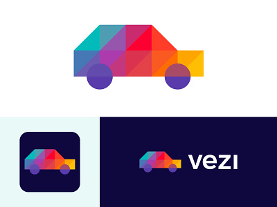 Logo for vezi | Car Advertising Company (wip) auto automobile mobile branding freshness tech car advertising ads colorful motion speed creative colorful logo geometric triangle circle icon app media icon mark brand technology marketing digital