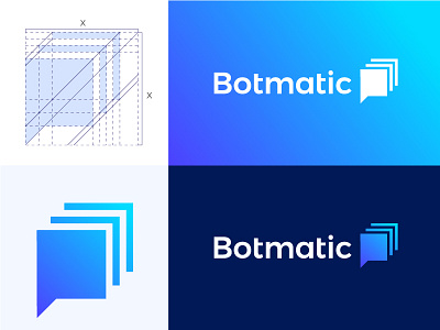 Botmatic logo | Chatbot platform automation smart app b box bubble bot robot tasks chat frame social chatbot monogram letter dynamic dynamicity future futuristic task icon brand branding message framework conversation platform negative space repetitive pages layers task auto automatic