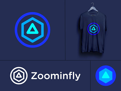 Logo for Zoominfly (wip) | Drone racing park abstract abstraction motion circle hexagon triangle drone fly zoom entertainment park obstacles fast quick technology fpv virtual virtuality future futuristic neon geometry geometric shape glowing hypnotise hypnosis recreation zooming drones tech race power