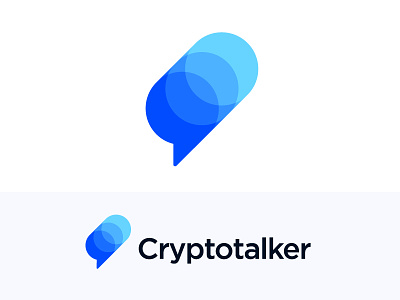 Logo concept for cryptocurrency platform bank bitcoin news branding technology money bubble text message chart fintech blockchain chat platform talker crypto talk social cryptocurrencies coin coins financial investment trading growth stats finance info information currency mark icon brand portal multiple virtual vadim carazan brands branding
