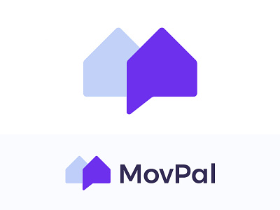 Logo concept for moving house app ( sold ) application trustworthy m brand branding houses communication social chat friendly mate familiar house houses app human arrow transparency icon brand branding link movers fast monogram lettering connection move moving pal real estate home symbol mark design