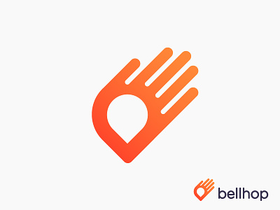 pin + hand + speed logo concept ( for sale ) bellhop hand help branding app ride connection human social fast negative space mark icon brand moving movement deliver pin drive speed positive search engine