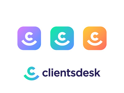 Logo concept for CRM software (used) c monogram support management analytic sales marketing graph friendly person human letter share wifi care smile client desk stats progress succes