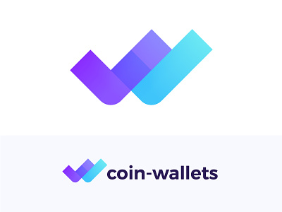 Logo concept for crypto wallets retailer app icon technology bitcoin connection transfer check mark done digital currency coin growth expend strust icon blockchain brand pay payment wallet transfer finance stats trustworthy cryptocurrency w monogram
