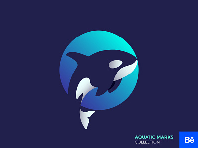 Aquatic Marks Collection on Behance branding consult consulting circle icon logo digital marketing fish water gradient negative space orca ocean see