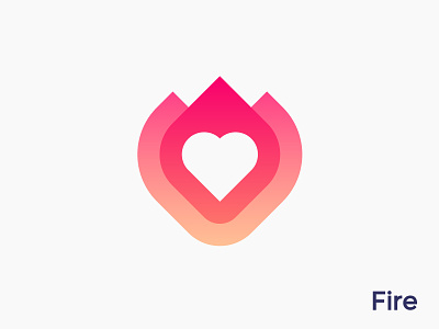 Heart + fire logo concept for dating app  2 ( for sale )