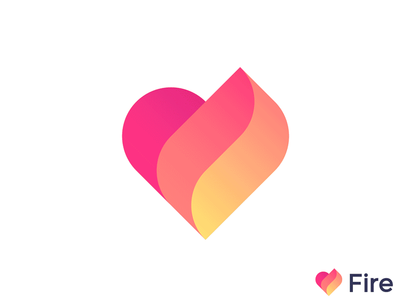 Heart + Fire logo concept for dating app ( sold )