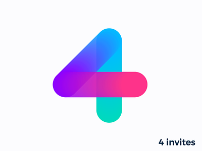 4 Dribbble invites connection team together power four logo icon mark give giveaway away invite 4 talent number numbers four for