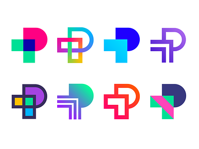 Logo concept versions for Portals | Augmented Reality platform dynamic gradient motion letter lettering pp cross ar mark brand branding arrow p logo icons icon style interaction magic identity technology tech spatial portal virtual real world arrows