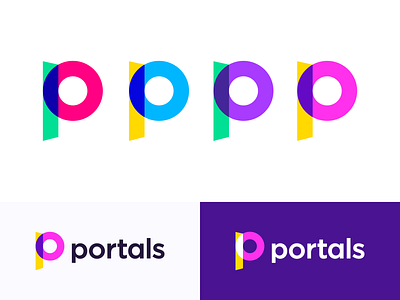 Portals logo concept ( for sale ) augmented p icon mark letter portal lettering brand branding typography door light virtual