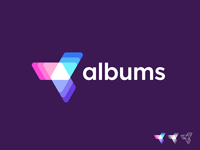 Albums logo concept 01 ( for sale ) a letter triangle geometry album video sharing togetherness brand vadim carazan dynamic branding golden ratio layers mobile logos mark icon app people photos video connection photo image young modern social network share sharing star impressive futuristic trend