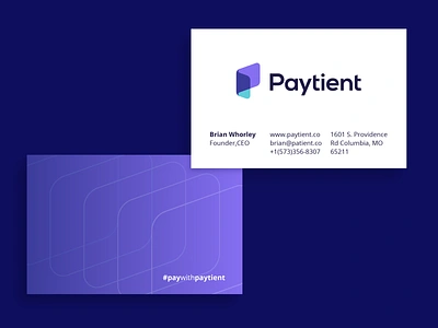 Paytient Business Cards a b c d e f g h i j k l m n branding brands paytient pattern gradient business card logos brand vadim carazan medical care bill bils money transfer help caring o p q r s t u v w x y z p logo monogram icon print wallet pay patient payment