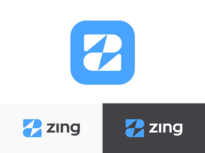 Zing logo concept pt.2 (wip) branding instant now creating flow space bolt light speed fast z monogram logo negative