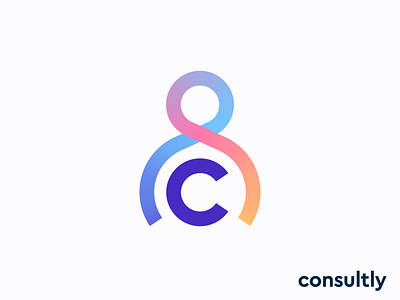 consultly logo concept pt.2 | online consulting platform branding c monogram letter lettering care caring friendly love human social client specialist icon app web gradient logo person consultant consult help user man hug experience