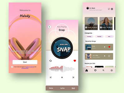 Music App Mobile Design design melody mobile mobile app mobile design music music app rhytme sing song ui