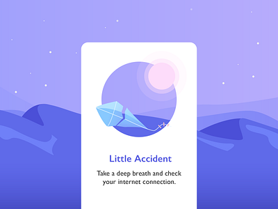 Internet is down! abstract app kite blue calm connection desert error graphic illustration internet minimal mobile night peaceful popup relax sky ui vector