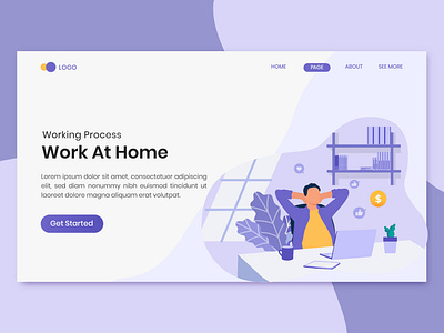 Work at home freelancer concept on landing page