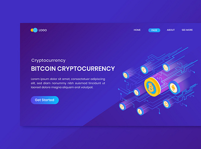 Bitcoin Cryptocurrency Landing Page Template bitcoin bitcoin services business character cryptocurrency design flat freelance illustration landing website