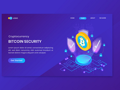 Bitcoin Security Cryptocurrency Landing Page Template by NanoAgency on ...