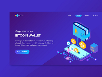 Bitcoin Wallet Cryptocurrency Landing Page Template