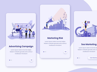 Advertising Campaign Onboarding App Screens bitcoin business character cryptocurrency design flat freelance illustration landing website