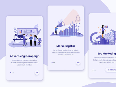Advertising Campaign Onboarding App Screens