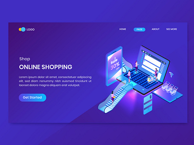 Sale Isometric Concept Landing Page