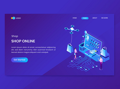 Shopping Isometric Concept Landing Page 3d character commerce concept dashboard discount flat illustration isometric isometry landing online promotion sale shop shopping store vector website