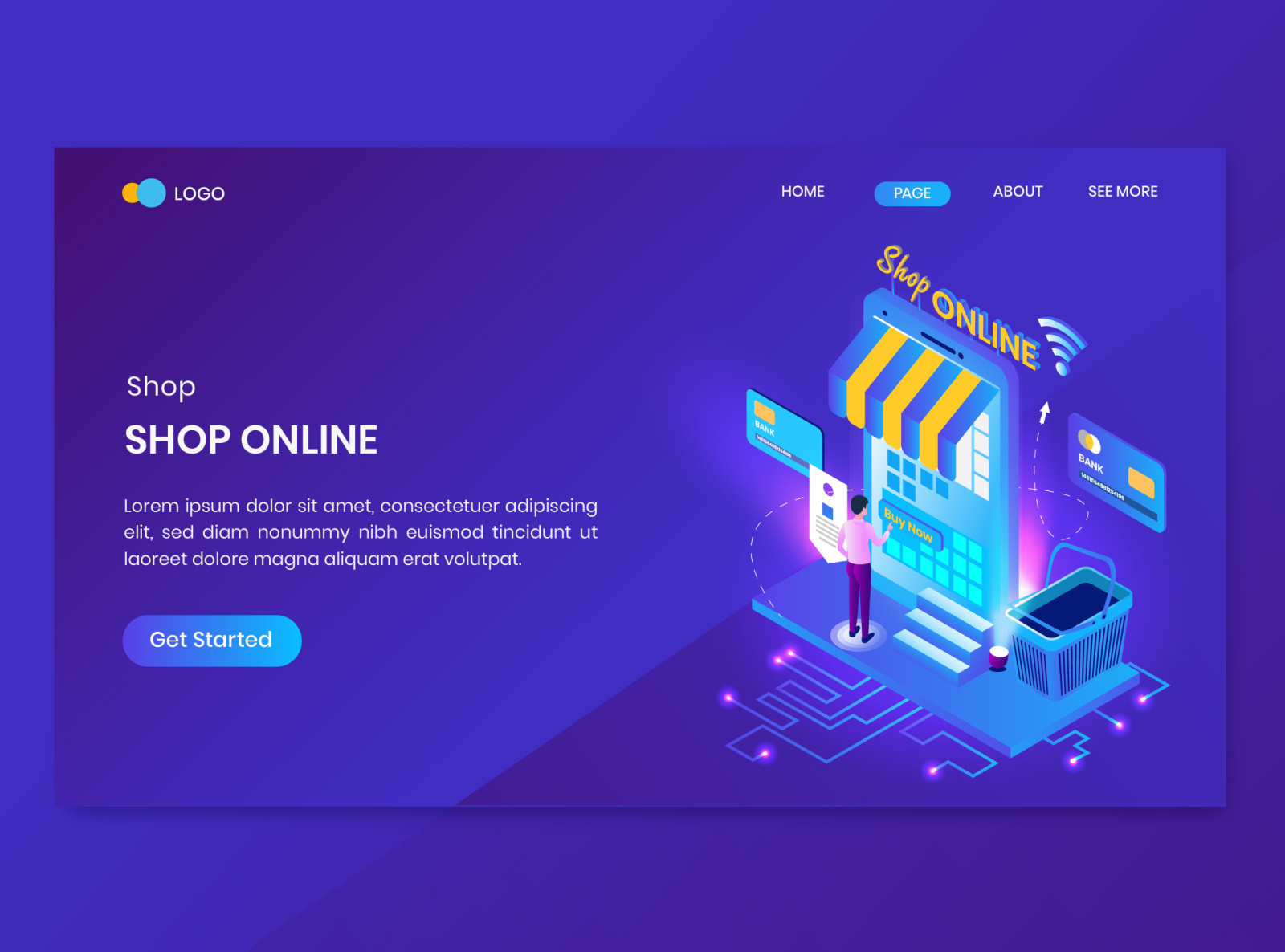 Shopping Online Isometric Concept Landing Page by NanoAgency on Dribbble