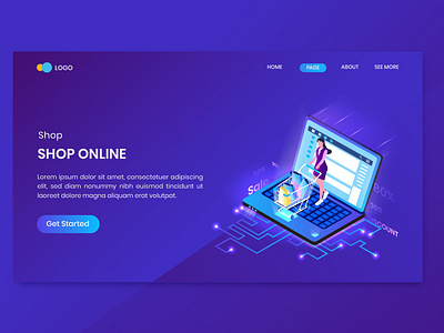 Shopping Isometric Concept Landing Page