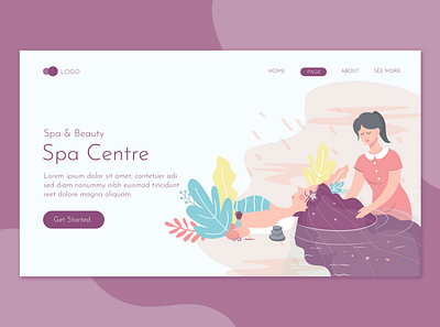 Spa Massage Salon Landing Page Flat Concept beauty care clinic deluxe flyer health massage print promote salon skin spa templates women