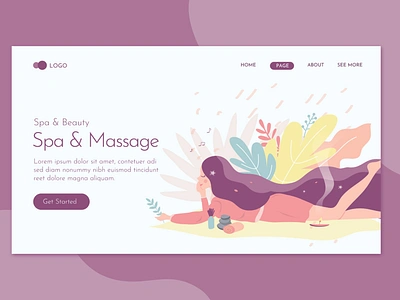 Spa & Massage Salon Landing Page beauty care clinic deluxe flyer health illustration landing massage print promote salon skin spa templates website women