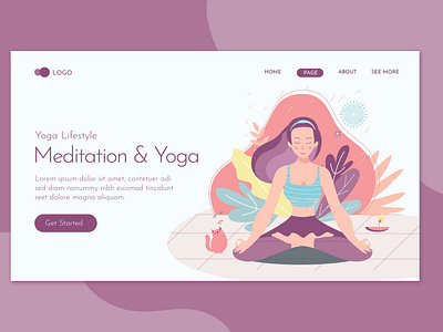 Meditation and Yoga Landing Page Flat Concept