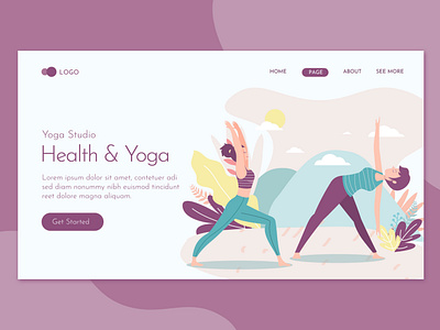 Health Beauty & Yoga Landing Page Flat Concept