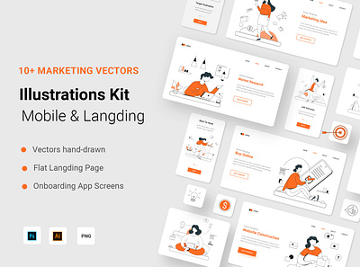 Marketting Illustration Kit business character concept design flat health illustration isometric landing vector website