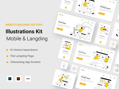 Buiding Website Illustration Kit business character concept design flat health illustration isometric landing online vector website